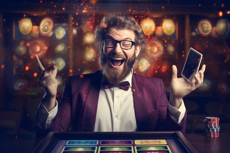 Dealer sedang mengambil kartu dalam sesi live Lucky Twins